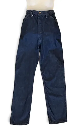 Vintage Wrangler High-Rise Tapered Straight Leg Blue Denim Jeans Made in USA L thumbnail 1