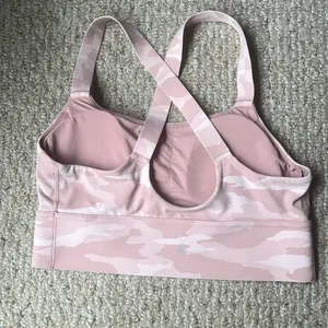 ATHLETA Pink Camo Warrior Longline Sports Bra Size Medium thumbnail 3