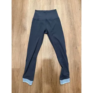 Beyond Yoga Womens Navy High Waisted Leggings Ribbed Crossover Tulip Cuff Small‎ thumbnail 3