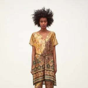 ZARA Women's Designer Bohemian Hippie Tunic Paisley Kaftan Belt thumbnail 4