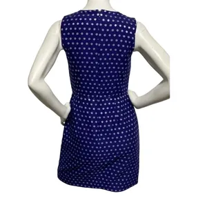J.Crew Polka Dot Silk Blend Sheath Dress Women's‎ Size 2 Cobalt Silver Metallic thumbnail 2