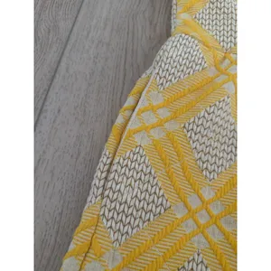 dRA Los Angeles Yellow White Chevron Lattice Midi Dress Pockets Womens M‎ thumbnail 4