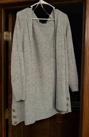 Grey and black spec lane Bryant cardigan thumbnail 1