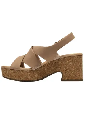 NWT Clarks Womens Platform Cork Nerisa Grace Wedge Sandal Sand Nubuck Brown 8.5M thumbnail 6
