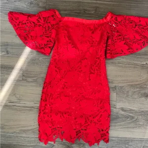 No Secrets Milano Italy Floral‎ Lace Off Shoulder Holiday Christmas Formal Dress thumbnail 1