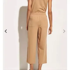 VINCE Cropped Wide Leg Pant in Dune Size XS Tan Tie Waist Drawstring Casual Pant thumbnail 3