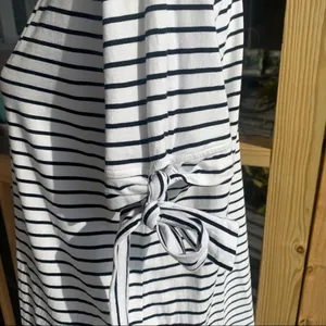 She + Sky Cream Black Stretch Striped T-shirt Dress Large L thumbnail 4