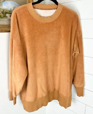 Aerie Oversized Coziest Desert Sweatshirt Size Medium Soft Velour Crewneck thumbnail 1