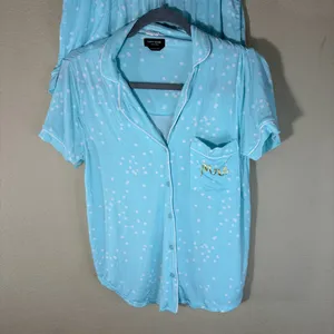 Kate Spade Womens MRS Bride Blue Polka Dot Pajamas Set Sz S Shirt &Short Comfy thumbnail 4
