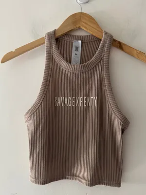 Savage x Fenty Essential Heavy Rib Cropped Logo Knit‎ Tank thumbnail 2