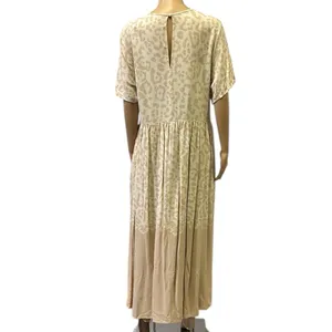 Shoulder Brand Cream Short Sleeve Midi Maxi Pocket Dress Imported 44 US 14 XXL thumbnail 2
