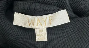 NEW WAYF Turtleneck Knit Sweater Dress Mini Length Balloon Sleeve Black Medium thumbnail 6