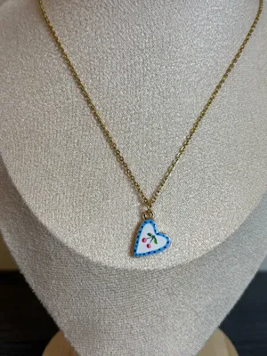 Handmade Gold Heart/Cherry Necklace | Waterproof & Tarnish Resistant thumbnail 1