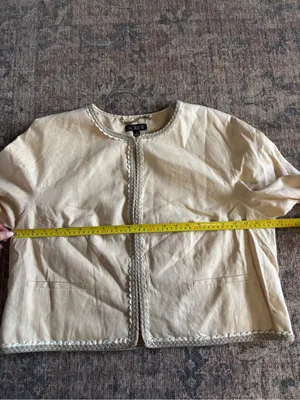 J. Crew Linen Cropped Lady Jacket Raffia Blazer in Buff Clay Beige Size 16 thumbnail 12
