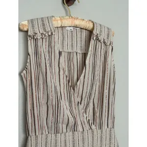 Veronica Beard Medium Cox Smocked Striped Mini Dress Beige Rose Gold Boho Chic thumbnail 3