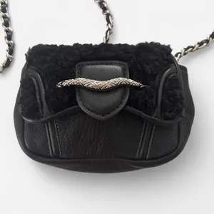 aimee kestenberg fierce and fab shearling chain leather flab mini micro purse thumbnail 2