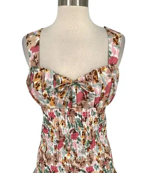Runaway Acantha Floral Sweetheart Smocked Bodycon Mini Dress Size XL NWT thumbnail 4