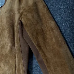 Soia & Kyo Brown Suede‎ Zip Jacket Ribbed Knit Slim Fit XS Chic Moto Minimalist thumbnail 7