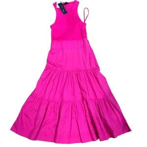 Veronica Beard Austyn Hot Pink Tiered Pima Cotton Midi Designer Chic Dress XS thumbnail 11