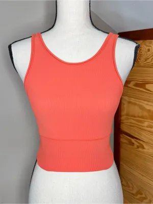 Lululemon Power Pivot Ribbed Tank Top Shirt Warm Coral Orange 4 W1CQMS thumbnail 1