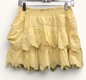 LoveShackFancy Smocked‎ Ruffle Mini Skirt Yellow Womens 8 Cottagecore NWT thumbnail 1
