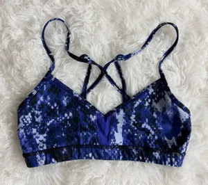 Alo Yoga Goddess Bra Blue Black Snakeskin Print Multi Strap Sports Bra Size S thumbnail 1
