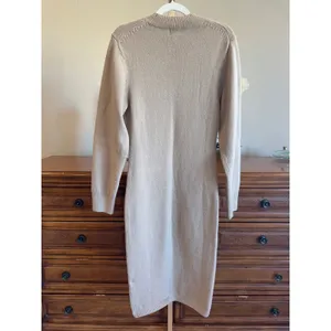 H&M Knitted Sweater Bodycon Dress Beige Long Sleeve S thumbnail 3