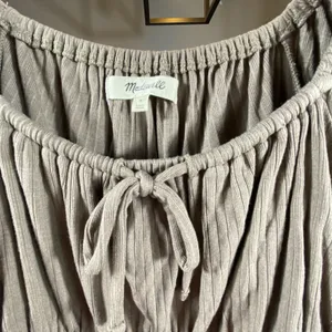 Madewell Ribbed Square Neck Keyhole Tie‎ Long Slv Crop Top Medium Brown Hipster thumbnail 3