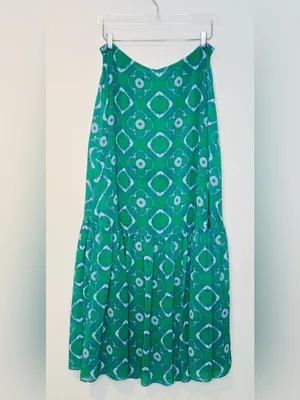 Alexis Green Meadow Tie Dye Chiffon Print Tassel Tie Maxi Skirt thumbnail 3