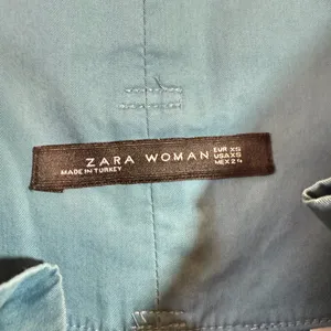 Zara Woman XS Teal Paperbag Wide Leg‎ Pant Tie Belt Minimalist Chic Summer Vaca thumbnail 8