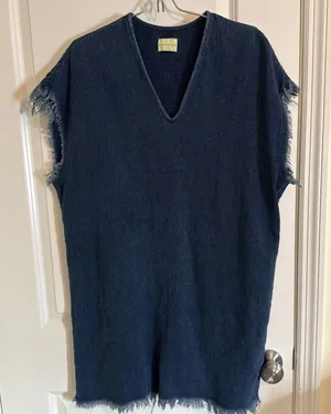 Simon Miller Alawa Frayed Mini Denim Dress‎ Size 1 Small Boho Designer thumbnail 1