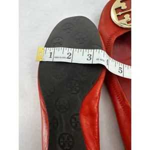 Tory Burch Flats Sz 8 Minnie Travel Orange Logo Office Classic Gold Logo Leather thumbnail 11