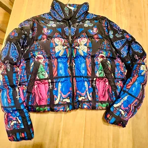 Current Mood Dolls Kill Stained Glass Puffer Jacket- Medium- Excellent Condition thumbnail 1