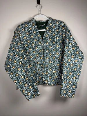 Quilted Floral Jacket Cropped Sz XXL Fall, Autumn, Cottagcore Boho, Cozy thumbnail 12