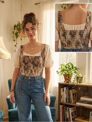 Wild Fable Tapestry Floral Corset Top Coquette Cottagecore Bustier Large thumbnail 2
