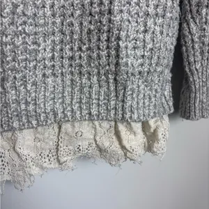 Soft Surroundings Gray Knit Soft Spoken Sweater Tunic With Lace Hem thumbnail 6