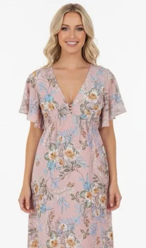 Bailey Blue pink floral maxi dress size medium thumbnail 1