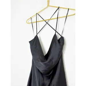 Zara Black Satin Cowl Neck Mini Dress Size Small Strappy Back 7901/338 Cocktail thumbnail 8