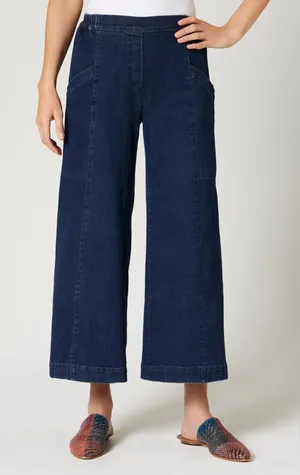 Lisa bayne blue wide leg Denim Utility Pant size M thumbnail 1
