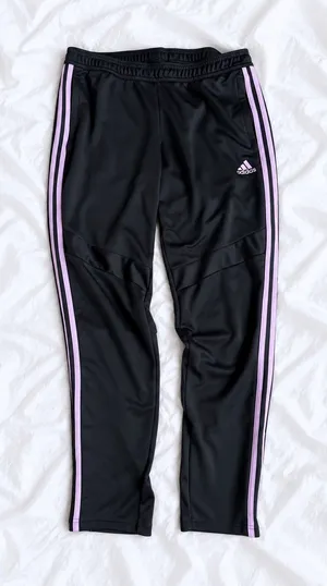 Adidas Black & Pink 3-Stripe Track Pants – Size Large thumbnail 1