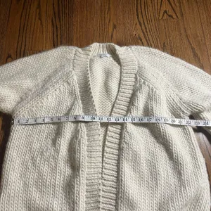 Calme Chunky Knit Alpaca Wool Cardigan Sweater Cream Size M thumbnail 4