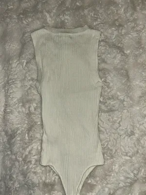 Altar’d State Ribbed Knit Lite Cream Bodysuit thumbnail 6