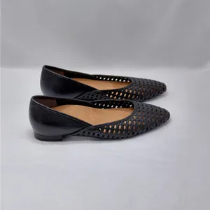 Vionic Womens Gracia Woven Leather Flats Size 6 Black Pointed Toe Comfort Shoes thumbnail 2