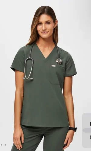 FIGS Moss Green Catarina One Pocket Scrub Top thumbnail 1