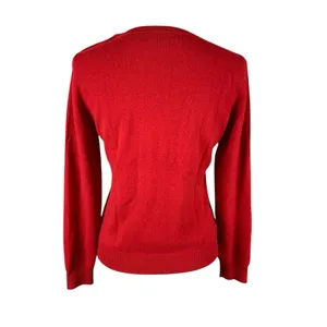 Lauren Ralph Lauren Red Cashmere‎ Sweater Gold Shoulder Buttons Pullover MP thumbnail 3