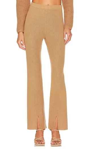 callahan beige ribbed novah slit flare casual pants thumbnail 1