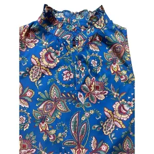 J. Crew‎ Liberty Floral Belle Ruffle Neck Top in Flora Belle Blue Multi Sz 6 thumbnail 7
