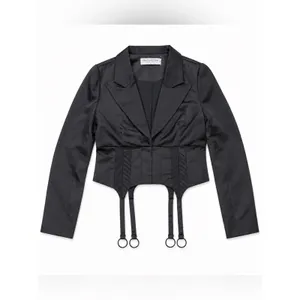Naked Wardrobe Black Corset Blazer Crop Top Size Small thumbnail 2