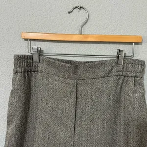 Zara Women‎ Bloggers Favorite Gray Wide Leg Herringbone Elastic Waist Pants Sz L thumbnail 8