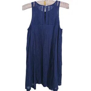 Vintage Y2K Abercrombie Crochet Lace Swing Dress XS Navy Fall Preppy Cottage thumbnail 3
